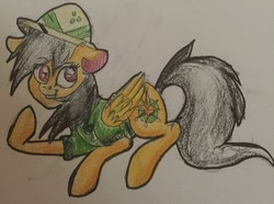 Size: 2380x1775 | Tagged: safe, artist:snowfoxythefox, a.k. yearling, daring do, g4, stranger than fan fiction, colored pencil drawing, colored sketch, female, finished, hat, smiling, smirk, solo, traditional art
