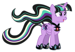 Size: 2993x2072 | Tagged: safe, artist:lyricgemva, oc, oc only, oc:twivine sparkle, commission, cutie mark, open mouth, rainbow power, rainbow power-ified, simple background, solo, transparent background, twivine sparkle, vector