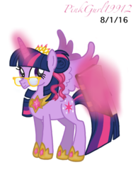 Size: 768x1024 | Tagged: safe, artist:cinnamon-swirls, artist:pinkgurl19912, twilight sparkle, alicorn, pony, g4, female, glasses, jewelry, magic, older, regalia, simple background, solo, transparent background, twilight sparkle (alicorn)