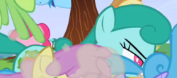 Size: 382x170 | Tagged: safe, screencap, applejack, pinkie pie, rainbow dash, earth pony, pony, g4, lesson zero, background pony, female, heart eyes, mare, unnamed character, unnamed pony, wingding eyes