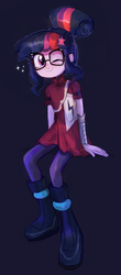 Size: 600x1363 | Tagged: safe, artist:ketticat55, sci-twi, twilight sparkle, human, equestria girls, g4, my little pony equestria girls: friendship games, clothes, cute, female, glasses, meganekko, one eye closed, solo, sparkles, wink