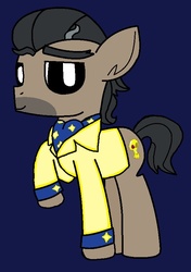 Size: 576x820 | Tagged: safe, artist:thefanficfanpony, doctor caballeron, earth pony, pony, g4, alternate clothes, blue background, male, simple background, solo, stallion