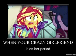 Size: 1000x736 | Tagged: safe, edit, edited screencap, screencap, sci-twi, sunset shimmer, twilight sparkle, equestria girls, g4, my little pony equestria girls: friendship games, caption, motivational poster, sunset yells at twilight