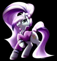 Size: 3928x4153 | Tagged: safe, artist:strachattack, coloratura, g4, the mane attraction, absurd resolution, black background, clothes, countess coloratura, female, raised hoof, signature, simple background, solo