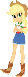Size: 1076x2959 | Tagged: safe, artist:imperfectxiii, applejack, equestria girls, g4, my little pony equestria girls: legend of everfree, boots, camp everfree outfits, clothes, cowboy boots, cowboy hat, crossed arms, denim shorts, denim skirt, female, hat, legs, shoes, shorts, simple background, skirt, solo, stetson, transparent background, updated, vector
