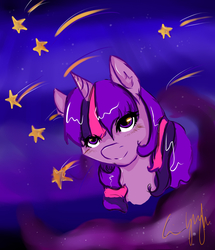 Size: 1075x1252 | Tagged: safe, artist:zakkurro, twilight sparkle, g4, female, looking at you, solo, stars