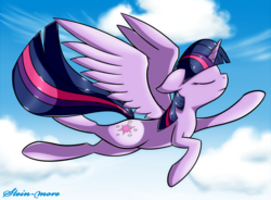 Size: 1900x1400 | Tagged: safe, artist:stein-more, twilight sparkle, alicorn, pony, g4, female, flying, solo, twilight sparkle (alicorn)