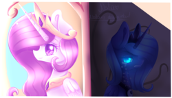 Size: 3500x2000 | Tagged: safe, artist:naciax3, princess celestia, princess luna, pony, g4, crying, high res, sad, shadow