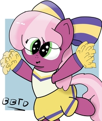 Size: 2120x2511 | Tagged: safe, artist:bronybehindthedoor, cheerilee, earth pony, pony, g4, my little pony: friendship is magic, the cart before the ponies, cheeribetes, cheerileeder, cheerleader, cute, female, hair bow, high res, signature, solo