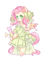 Size: 1024x1506 | Tagged: safe, artist:sugarcubeee, fluttershy, g4, clothes, dress, female, solo