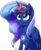 Size: 3001x3656 | Tagged: safe, artist:ho7y5hoxx, princess luna, alicorn, pony, g4, chest fluff, cross-eyed, cute, diabetes, donut, female, food, galaxy mane, high res, horn, horn impalement, looking up, simple background, solo, the uses of unicorn horns, transparent background