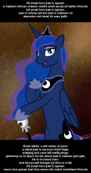 Size: 682x1300 | Tagged: safe, artist:yet_one_more_idiot, princess luna, g4, female, joseph ducreux, meme, old english, solo, theme song, translation