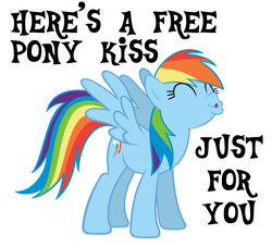 Size: 937x852 | Tagged: safe, rainbow dash, pegasus, pony, g4, artifact, bronybait, eyes closed, female, image macro, kissing, mare, meme, simple background, solo, white background