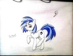 Size: 1844x1427 | Tagged: safe, artist:marewile, dj pon-3, vinyl scratch, g4, female, sketch, solo, traditional art