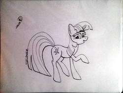 Size: 1767x1327 | Tagged: safe, artist:marewile, twilight sparkle, g4, female, monochrome, sketch, solo, traditional art