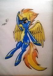 Size: 1618x2331 | Tagged: safe, artist:marewile, spitfire, g4, bedroom eyes, clothes, female, goggles, solo, traditional art, wonderbolts, wonderbolts uniform
