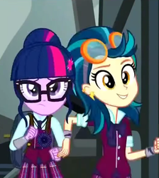 Size: 346x386 | Tagged: safe, screencap, indigo zap, sci-twi, twilight sparkle, equestria girls, g4, my little pony equestria girls: friendship games, cropped