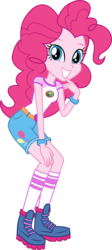 Size: 1320x2949 | Tagged: safe, artist:imperfectxiii, pinkie pie, equestria girls, g4, my little pony equestria girls: legend of everfree, boots, bracelet, camp everfree outfits, clothes, cute, diapinkes, female, jewelry, looking at you, shorts, simple background, smiling, socks, solo, transparent background, vector