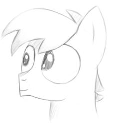 Size: 640x705 | Tagged: safe, artist:itsthinking, crackle pop, g4, the cart before the ponies, bust, grayscale, monochrome, portrait, solo