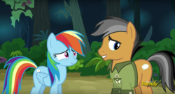 Size: 1429x771 | Tagged: safe, screencap, quibble pants, rainbow dash, pony, g4, stranger than fan fiction