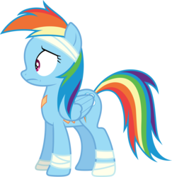 Size: 5000x5150 | Tagged: safe, artist:trildar, rainbow dash, pegasus, pony, g4, newbie dash, .svg available, absurd resolution, bandage, female, injured, mare, simple background, solo, transparent background, vector