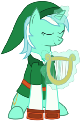 Size: 668x995 | Tagged: safe, artist:pageturner1988, lyra heartstrings, g4, crossover, female, link, lyre, music, simple background, solo, the legend of zelda, transparent background, vector