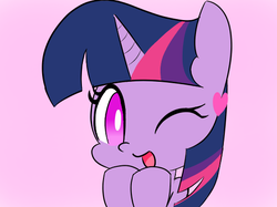 Size: 551x413 | Tagged: safe, artist:p-skink, twilight sparkle, g4, cute, female, heart, one eye closed, solo, twiabetes, wink