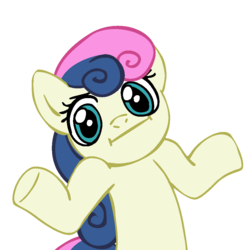 Size: 945x945 | Tagged: safe, artist:moongazeponies, bon bon, sweetie drops, g4, :i, female, looking at you, shrug, shrugpony, solo