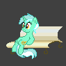 Size: 95x95 | Tagged: safe, artist:urimas, lyra heartstrings, g4, bench, female, pixel art, sitting, solo