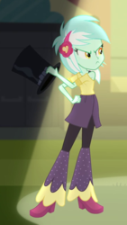 Size: 365x646 | Tagged: safe, screencap, lyra heartstrings, all's fair in love & friendship games, equestria girls, g4, my little pony equestria girls: friendship games, >:c, cropped, hat, they just didn't care, top hat