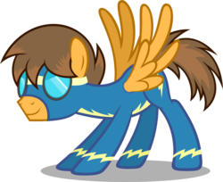 Size: 1350x1102 | Tagged: safe, artist:zacatron94, oc, oc only, oc:compylight, clothes, goggles, solo, wonderbolts uniform