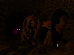 Size: 1400x1050 | Tagged: safe, artist:soad24k, adagio dazzle, copper top, flash sentry, fallout equestria, g4, 3d, flare warden, gmod, police pony, rule 63, sewer, underground