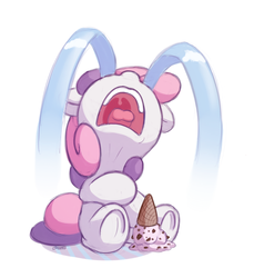 Size: 1100x1200 | Tagged: safe, artist:bobdude0, sweetie belle, pony, unicorn, g4, chocolate chips, crying, cute, diasweetes, dropped ice cream, female, filly, food, frog (hoof), ice cream, ice cream cone, mini marshmelodrama, nose in the air, ocular gushers, open mouth, sad, sadorable, simple background, solo, tongue out, underhoof, uvula, white background