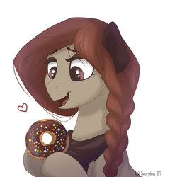 Size: 1600x1664 | Tagged: safe, artist:scorpion-89, oc, oc only, pony, donut, food, solo