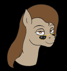 Size: 600x640 | Tagged: safe, artist:stoopedhooy, derpibooru exclusive, oc, oc only, oc:toffee scotch, bust, glasses, looking at you, lowres, male, portrait, request, requested art, smiling, solo, stallion