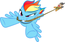 Size: 4999x3266 | Tagged: safe, artist:vector-brony, quibble pants, rainbow dash, g4, stranger than fan fiction, absurd resolution, clothes, mouth hold, open mouth, pulling, rope, screaming, simple background, transparent background, vector