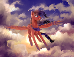 Size: 1300x1000 | Tagged: safe, artist:alicesmitt31, oc, oc only, cloud, flying, solo