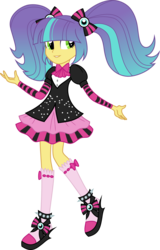 Size: 3000x4692 | Tagged: safe, artist:aqua-pony, pixel pizazz, equestria girls, g4, my little pony equestria girls: rainbow rocks, clothes, cute, female, high res, inkscape, necktie, raised leg, simple background, smiling, solo, spikes, transparent background, vector