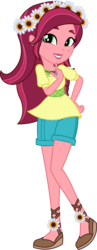 Size: 1215x3135 | Tagged: safe, artist:imperfectxiii, gloriosa daisy, human, equestria girls, g4, my little pony equestria girls: legend of everfree, clothes, female, freckles, geode of fauna, geode of shielding, geode of super speed, magical geodes, raised leg, sandals, shorts, simple background, solo, transparent background, vector