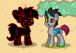 Size: 403x283 | Tagged: safe, discord, oc, oc:caki, pony, pony town, g4, photo shoot of caki, ponified