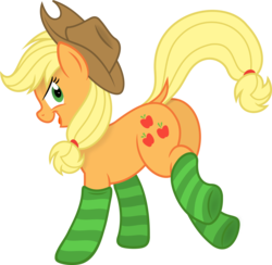 Size: 6000x5862 | Tagged: safe, artist:brianblackberry, artist:slb94, applejack, earth pony, pony, g4, absurd resolution, bucking, butt, clothes, dock, female, looking back, plot, simple background, socks, solo, striped socks, transparent background, vector