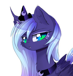 Size: 1280x1334 | Tagged: safe, artist:magnaluna, princess luna, alicorn, pony, g4, cute, cute little fangs, fangs, female, looking at you, mare, s1 luna, simple background, solo, white background