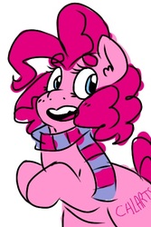 Size: 320x480 | Tagged: artist needed, safe, pinkie pie, g4, bean mouth, calarts, clothes, digital art, female, harsher in hindsight, hilarious in hindsight, scarf, solo, style emulation