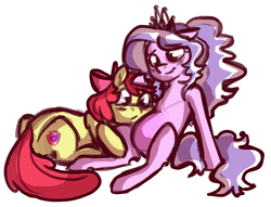 Size: 850x650 | Tagged: safe, artist:fastserve, apple bloom, diamond tiara, earth pony, pony, g4, cute, cutie mark, female, filly, lesbian, magical lesbian spawn, mare, offspring, parents:diamondbloom, pregnant, pregtiara, ship:diamondbloom, shipping, simple background, the cmc's cutie marks, white background