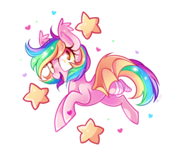 Size: 1200x1070 | Tagged: safe, artist:ipun, oc, oc only, oc:paper stars, bat pony, pony, amputee, fangs, female, heart, heart eyes, mare, simple background, solo, transparent background, wingding eyes