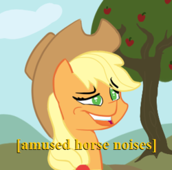 Size: 325x320 | Tagged: safe, artist:suxt0hax, applejack, g4, 4chan, amused, applejack is best facemaker, colored, descriptive noise, female, horse noises, meme, solo