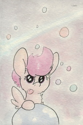 Size: 688x1036 | Tagged: safe, artist:slightlyshade, scootaloo, g4, female, solo, tongue out, traditional art