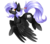 Size: 2498x2218 | Tagged: safe, artist:scarlet-spectrum, oc, oc only, oc:cloudy night, pegasus, pony, art trade, eye clipping through hair, eyebrows, eyebrows visible through hair, fangs, feather, feather in hair, female, flying, high res, looking at you, mare, pegasus oc, simple background, smiling, smiling at you, solo, spread wings, transparent background, wings