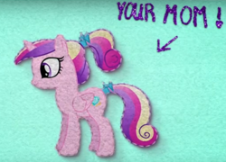 Size: 820x590 | Tagged: safe, screencap, princess cadance, pony, g4, baby flurry heart's heartfelt scrapbook, felt, female, implied flurry heart, mare, out of context, solo, your mom