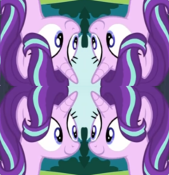 Size: 387x401 | Tagged: safe, starlight glimmer, g4, no second prances, inverted, mirrored, smiling, trippy, unitinu